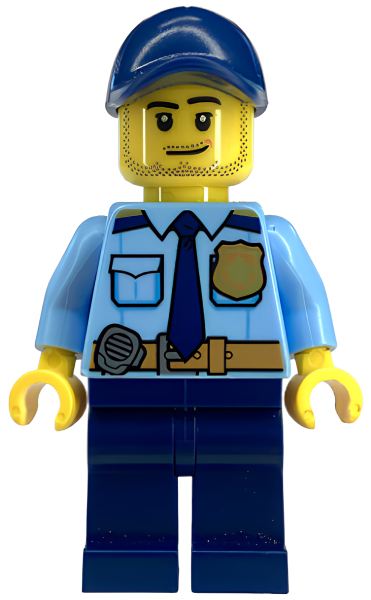 Минифигурка Lego Police - City Shirt with Dark Blue Tie and Gold Badge  cty1334